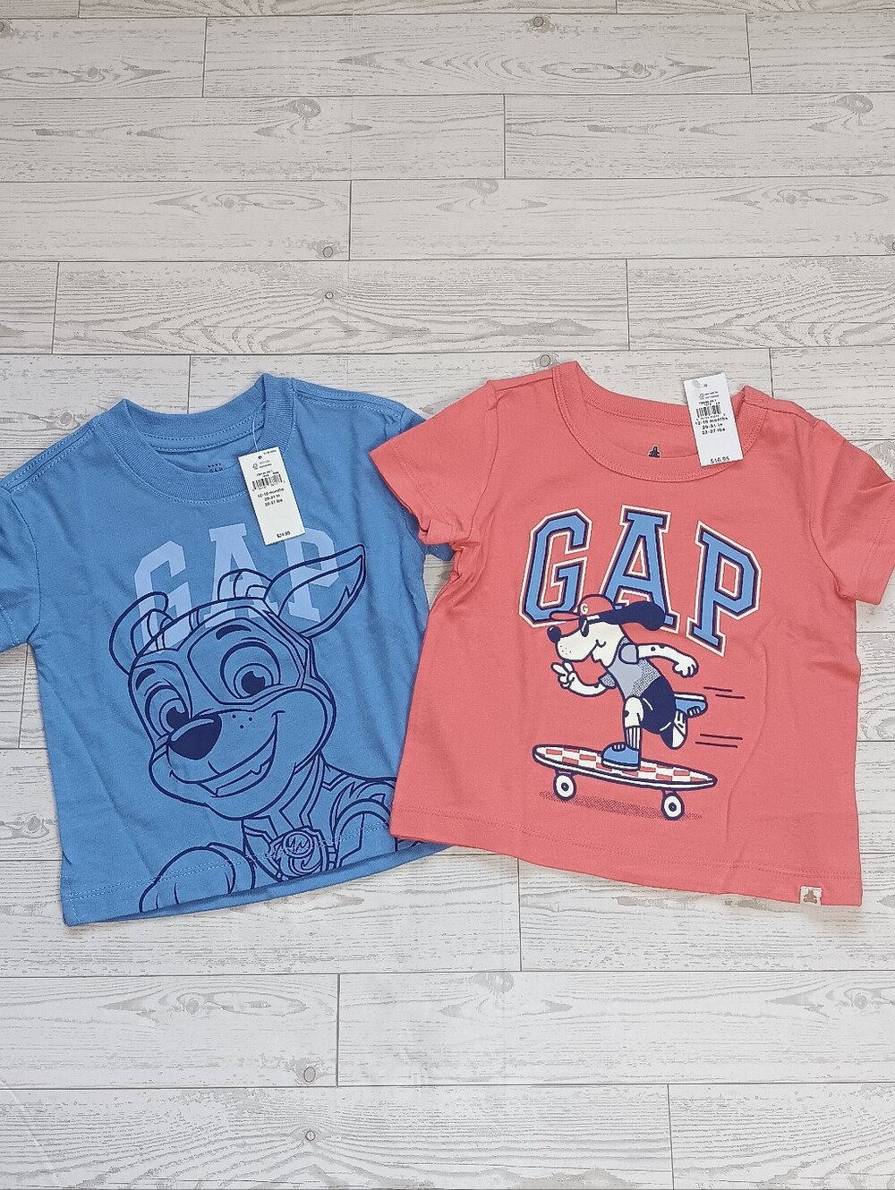 Lot Of 2 NWT Baby Gap Boy's Paw Patrol Dog Print Logo Shirt Size 12-18 M